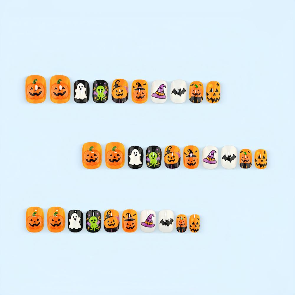 Child's Halloween Nail Art: Cute Pumpkin Ghost & Bat Wizard Designs