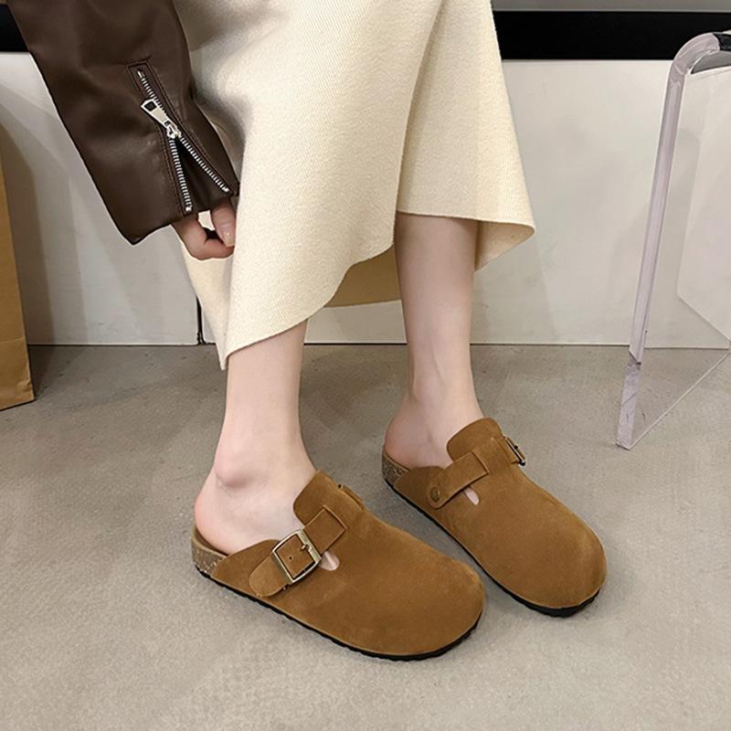 The New 2025 Lazy Single Shoes Wear Thick Bag Head and Half Slippers with One Foot, and the Bottom of Boken Spring Soft-soled Birken Shoes for Women.
