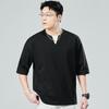 Plus Size Plus Size Men's Loose-fitting Short-sleeved T-shirt Tops Quarter-sleeved Round Neck Half-sleeved T-shirt