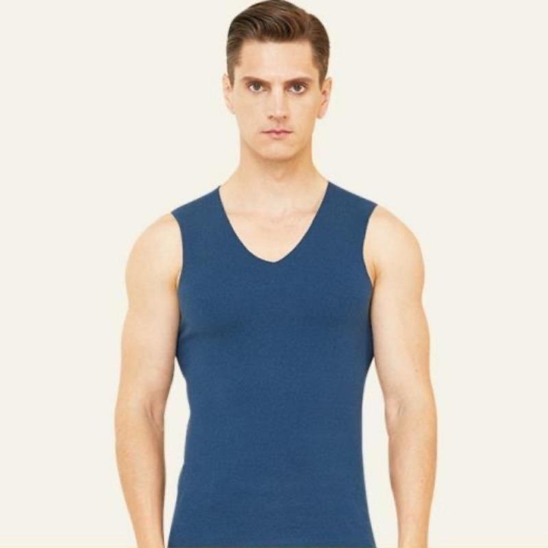 Men Winter Seamless Vest V-neck Sleeveless Thermal Underwear Elastic Slim Fit Bottoming Shirt Tops