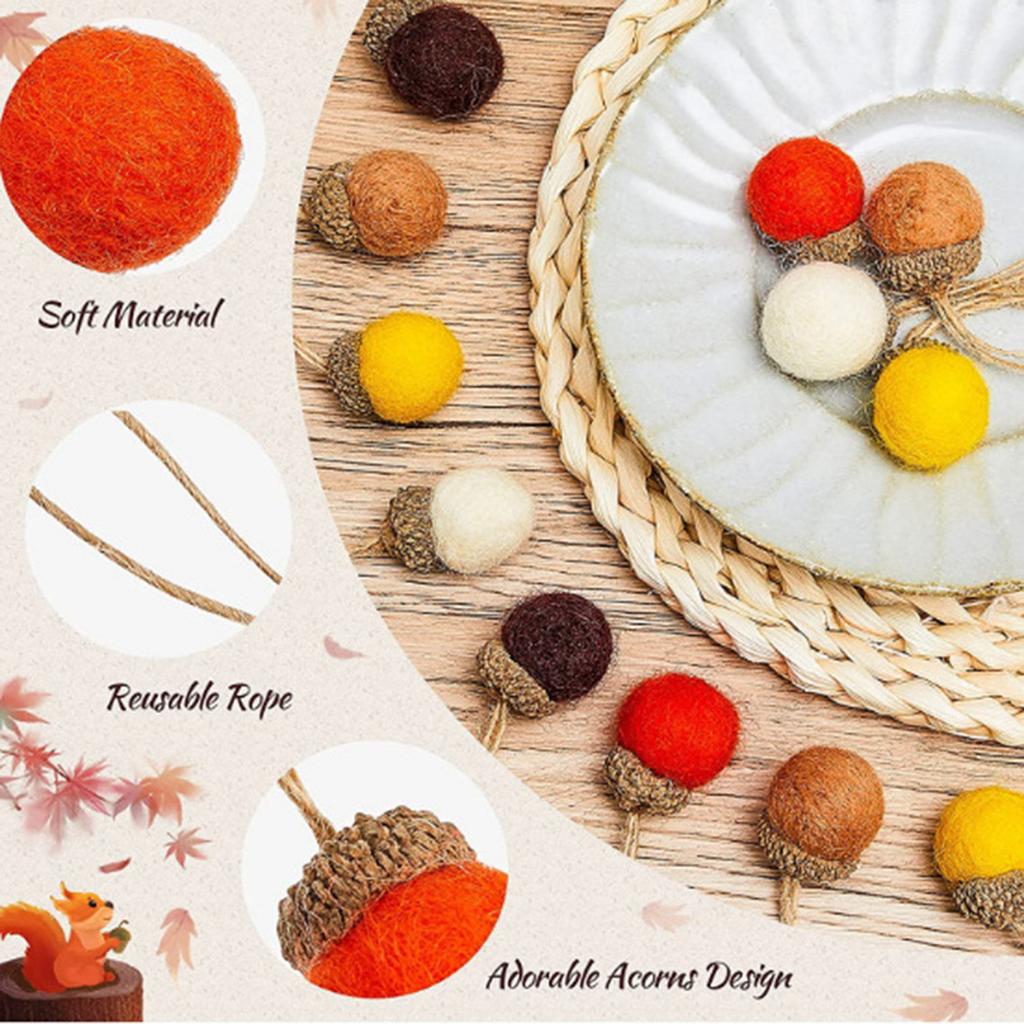 Christmas Felt Acorn Xmas Tree Hanging Decorations DIY Crafts Bundle of 6