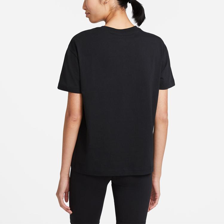 Nike Casual Sports Round Neck Flames Red Lips Short Sleeve T-Shirt Women Tops Black DB9819-010