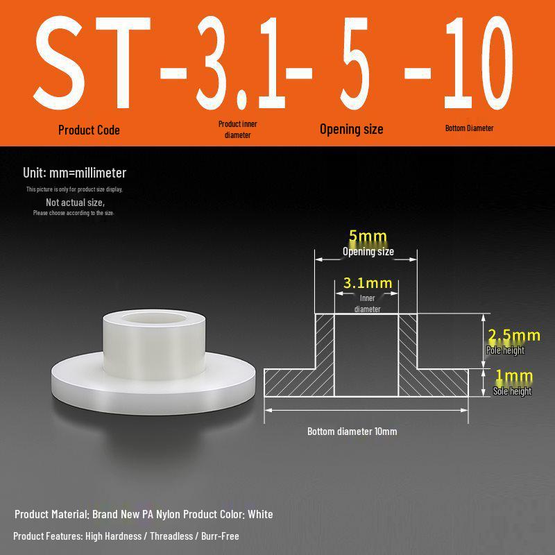 T-förmige Nylon-Unterlegscheibe: Konvex-Konkave Schraubwellenhülse, Stufen-Kunststoffscheibe, Nylonbuchse, Isolierkapsel ST2-ST35