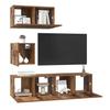 Wall Mounted TV Cabinet Set 4 pcs Reclaimed Wood Effect Particleboard