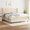 Bed with Mattress - Exclusive House - 160x200 Cm - Adjustable Headboard - Beige Fabric - 2 Places