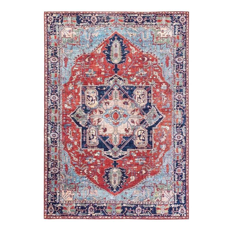 Light Luxury Vintage Living Room Carpet Coffee Tables Area Foot Mat Washable Kitchen Non-Slip Doormat Decoration Rug for Bedroom