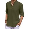 Designer Spring Summer Men's Casual Cotton Linen Color Long Sleeve Shirts Loose Stand Collar Shirts