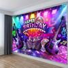 Party Backdrop Fabric 1 Piece - Happy Karaoke Night Backdrop Fabric - DJ Rock Birthday Party decorationXY