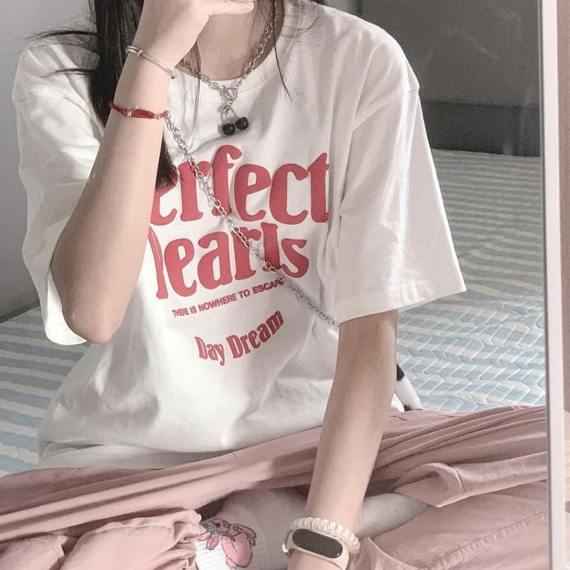 Cotton Short-sleeved T-shirt Women's Loose Original Style New Letter Printing Student T-shirt Ins Women's Fashion