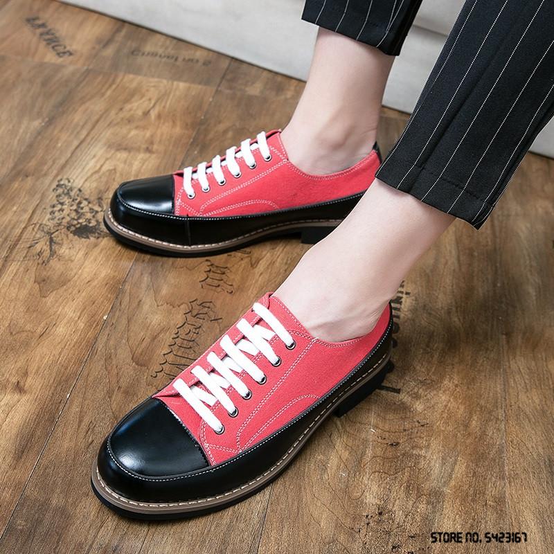 Luxus Stylist Kleid Abschlussball Hochzeitsparty Leinwand Mit Lederschuhen Für Herren Mischfarbe Semi-Formale Slipper Zapatos Hombres Schuhwerk