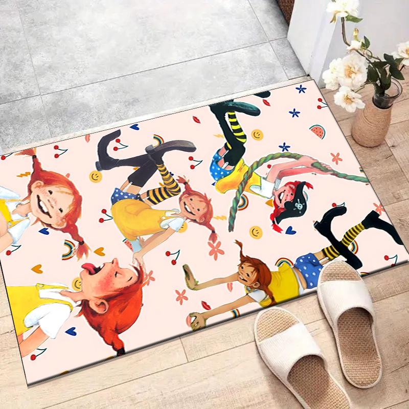 Pippi Langstrumpf Polyester Teppich, Weiche Indoor Matte für Bürostuhl, Wohnzimmer, Schreibtisch - Dekoratives Home Office Teppich Design
