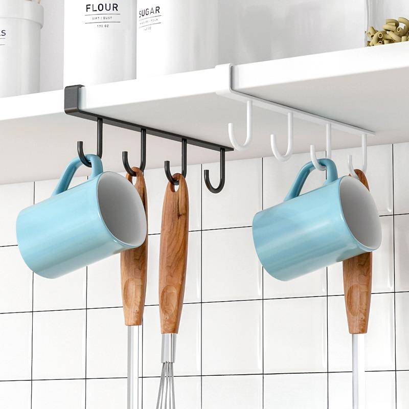 Küchenutensilien Aufbewahrungsregal Stanzfrei Hängender Tassenhalter Unter dem Schrank Haken Zuhause Lappen Organisationsregal Metall Tassenhalter