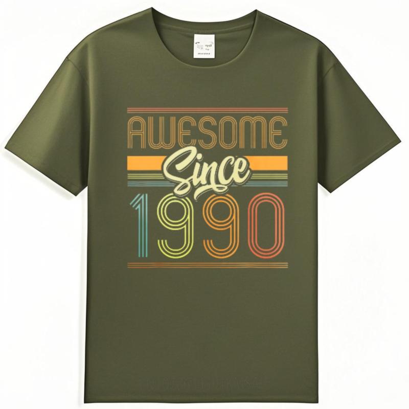 Street Wear For him summer tshirt unisex Awesome Since 1990 Retro Design Retro For man Teeshirt Mens Tshirt Essential Tee