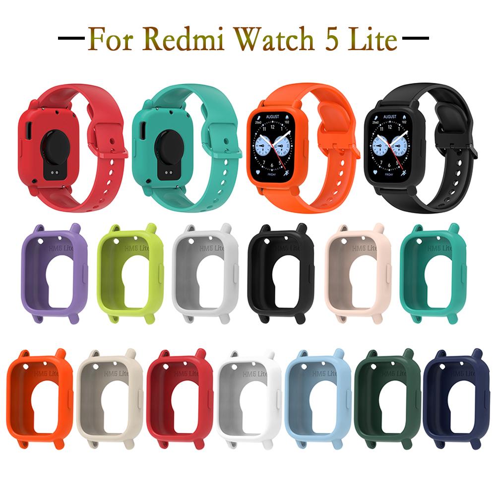 Pro Redmi Watch 5 Lite Silikonový řemínek k hodinkám + Pouzdro Sportovní pásek Spona stejné barvy Náhradní náramek pro Redmi Watch 5 Lite