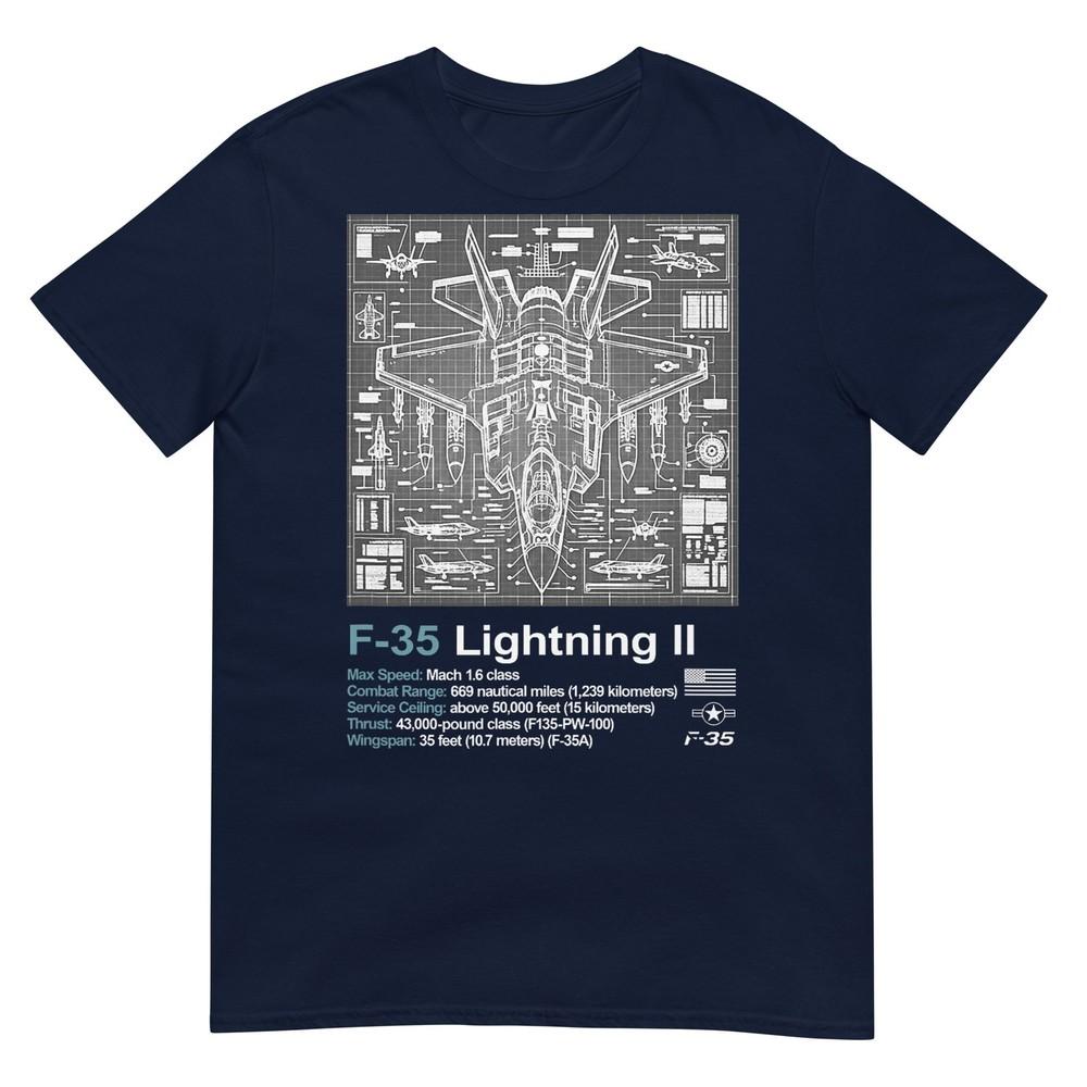 F35 Blueprint Technical Schematic Aviation Art Graphic Tshirt S