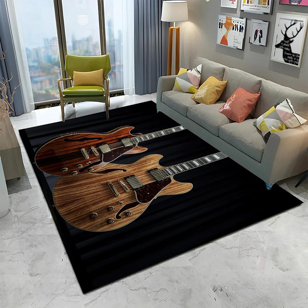 Electric Guitar 3D Classical Guitar Carpet Rug for Home Living Room Bedroom Sofa Doormat Decor,kids Area Rug Non-slip Floor Mat