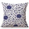 Traditional Delft Navy Blue Toile Floral Pattern Elegant Royal Luxury Home Decoration Cotton Linen Sofa Pillowcase Cushion Cover