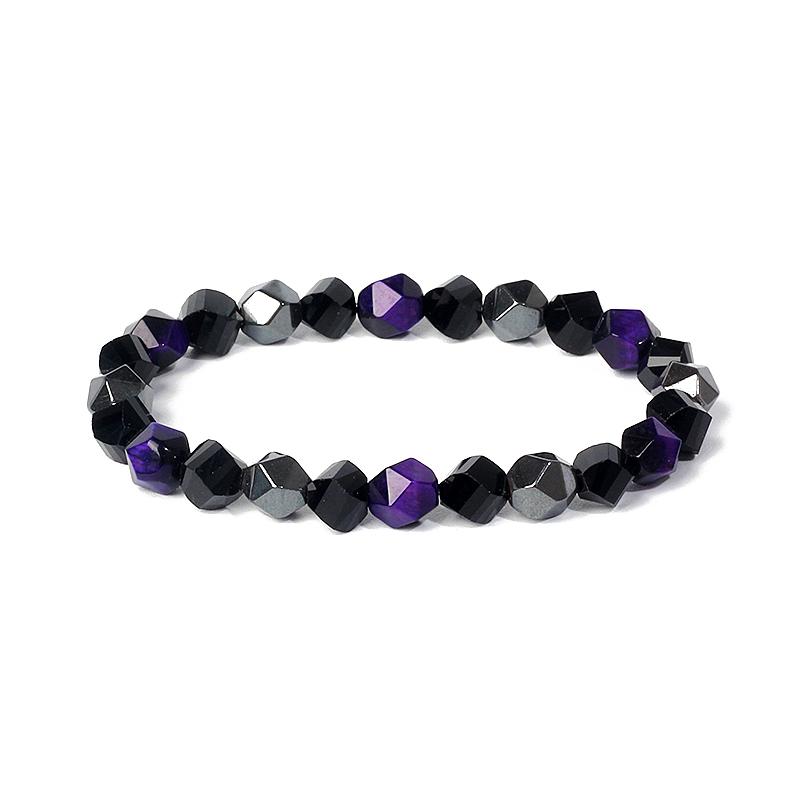 Facted Obsidian Hematite Tiger Eye Bracelets for Magnetic Health Protection Soul Jewelry Nature Stone Beads Bracelet Men Pulsera