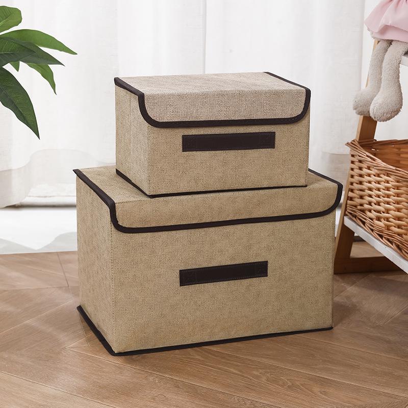 Foldable Fabric Storage Box Set, Stackable & Dustproof, with Lid - 2 Pieces.