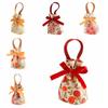 Tulip Rose Flower Drawstring Bag Floral Festive Sugar Bag Portable Ins Canvas Wrist Bag  Outdoor