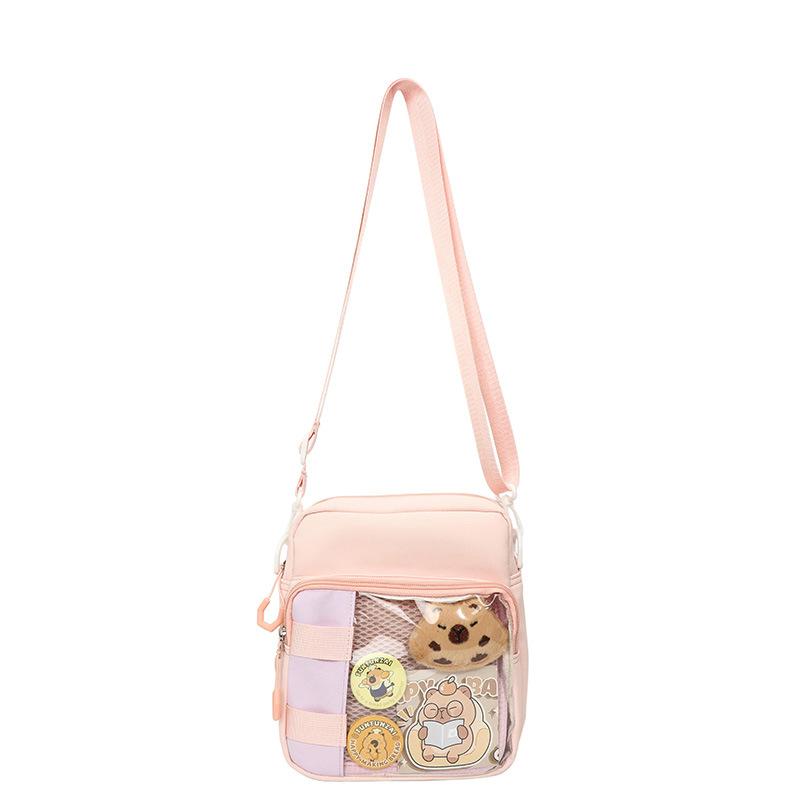 

Women s Messenger Bag Student Transparent Shoulder Mobile Phone Bag розовый