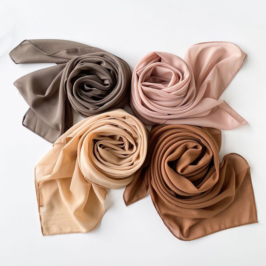 Pearl Chiffon Solid Color Scarf Arabic Turban Bali Turban Solid Color Malay Square Scarf Scarf