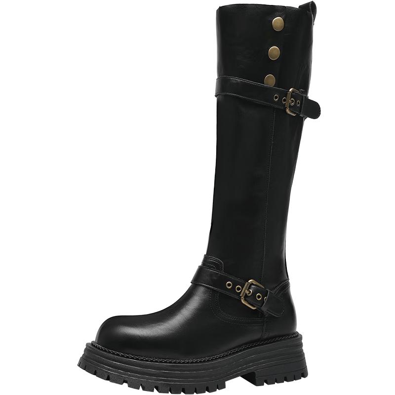 ZHR Women s Vintage Fleece-Lined Platform Knight Boots 35