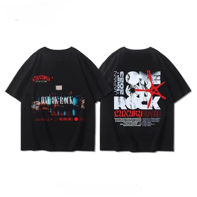 

One Ok Rock Band Хип-хоп Хэви-метал Уличная культура Оверсайз Личность Лето Джазовая футболка Свободная Повседневная футболка Мужская Женская Футболка S