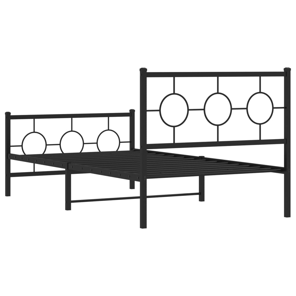 Vidaxl Struttura Letto in Metallo con Testiera e Pediera, Nera, 100X200cm