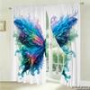 Piece Set High Definition Digital Printed Curtainscolorfulflowingbutterflyartstyleforrodcurtainshome Decoration Style Curtain Polyester