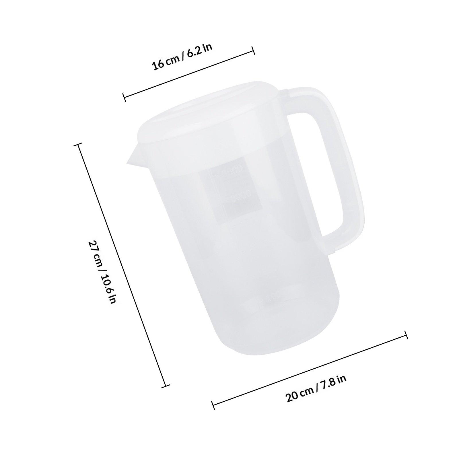 1Pcs 4000Ml Large Capacity Plastic Pitcher Cold Water Juice Tea Coffee Pitcher Transparent Safe Material Easy Wash for Milk Tea белый