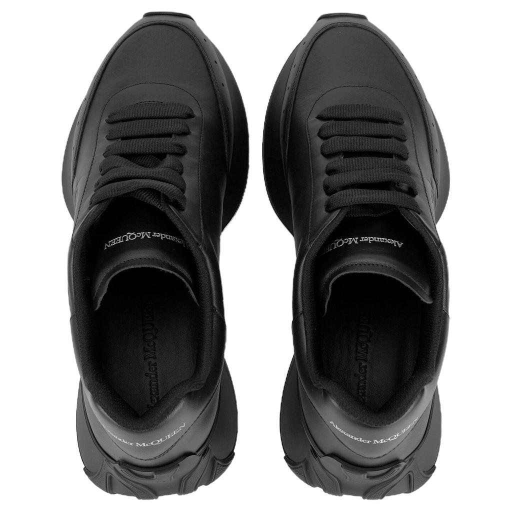 Alexander Mcqueen Sprint Runner Leather Low Top Sports Casual Shoes Men's Black 688548WIC941000
