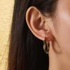 18K Gold Plated C-Shaped Twisted Stainless Steel Earrings with Inlaid Diamonds - High-end Titanium Steel Accessories