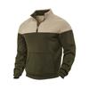 Men Color Block Quarter Zip Sweatshirt Mock Neck Pullover with Kangaroo Pocket Ribbed Cuffs Hem Long Sleeve Spring Fall Casual Streetwear Top