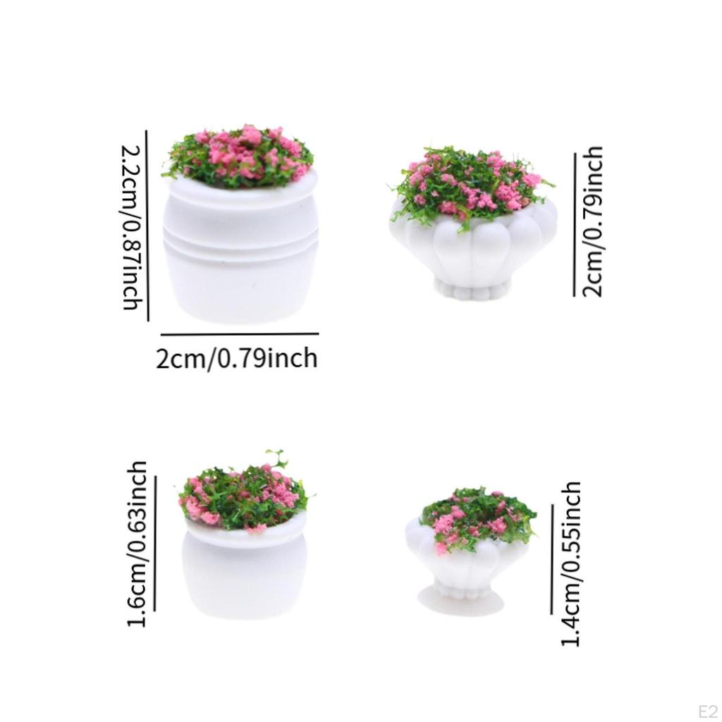4Pcs Dollhouse Plant Bonsais Artificialmini Flowerpot Decoration Portable Miniature