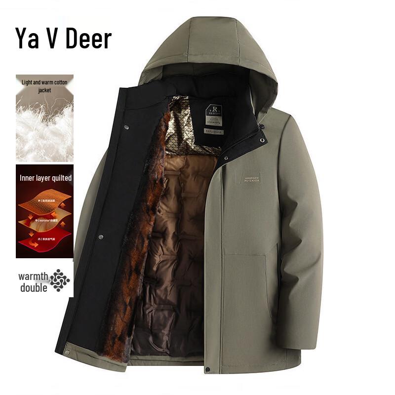 Yalu Men s 2025 Fashion Fleece-Lined Cotton Padded Jacket 4XL