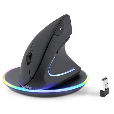 Perixx Ratón Ergonómico Inalámbrico Recargable con Almohadilla de Carga Dual con Cable e Inalámbrica Negro PERIMICE-713RX - Incluido,