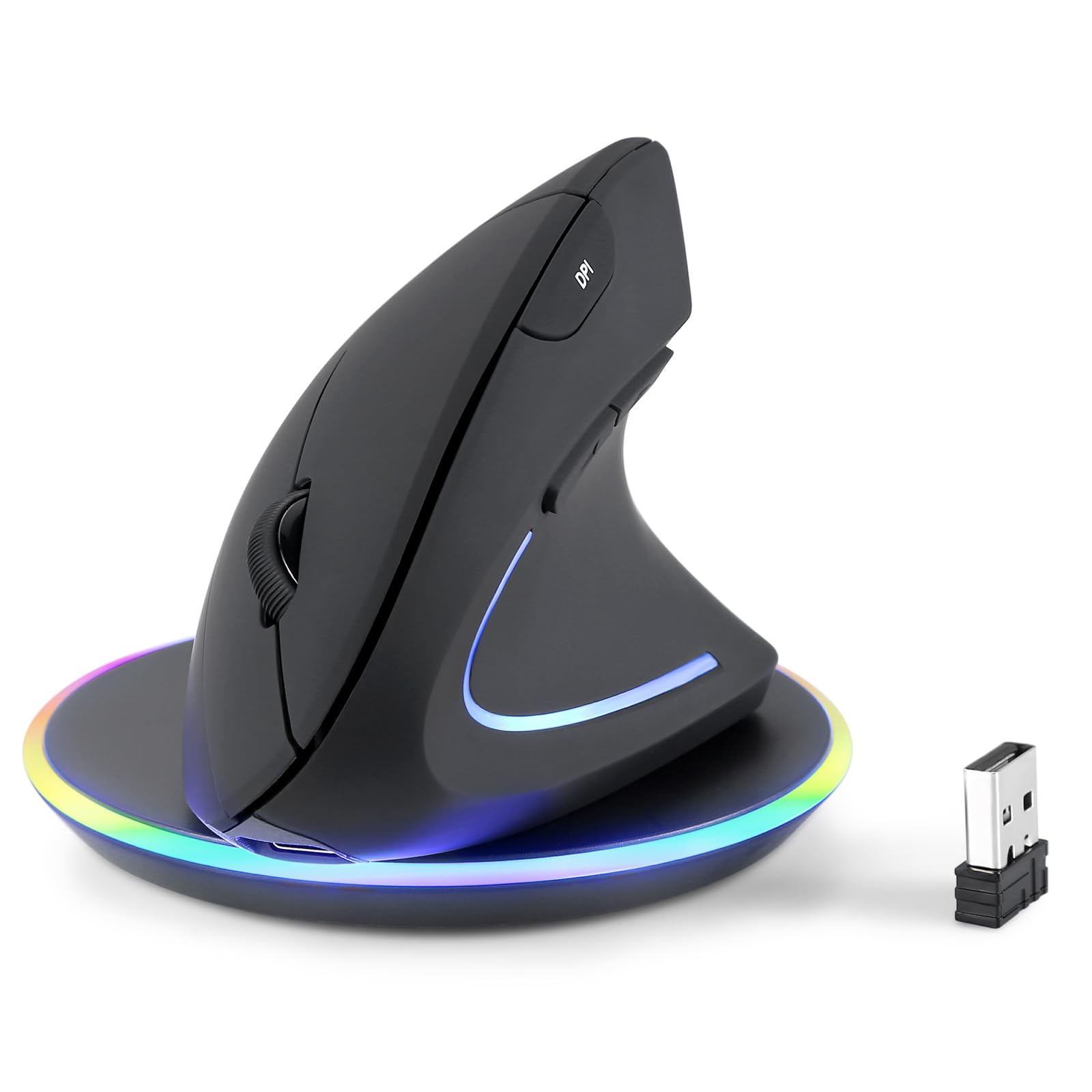 

Perixx Wireless Rechargeable Ergonomic Mouse with Dual Wired and Wireless Charging Charging Pad Black PERIMICE-713RX - Included, чорний