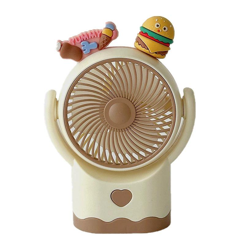 Compact Silent Cartoon Desk Fan for Office & Dorm - Cute Portable Mini Fan