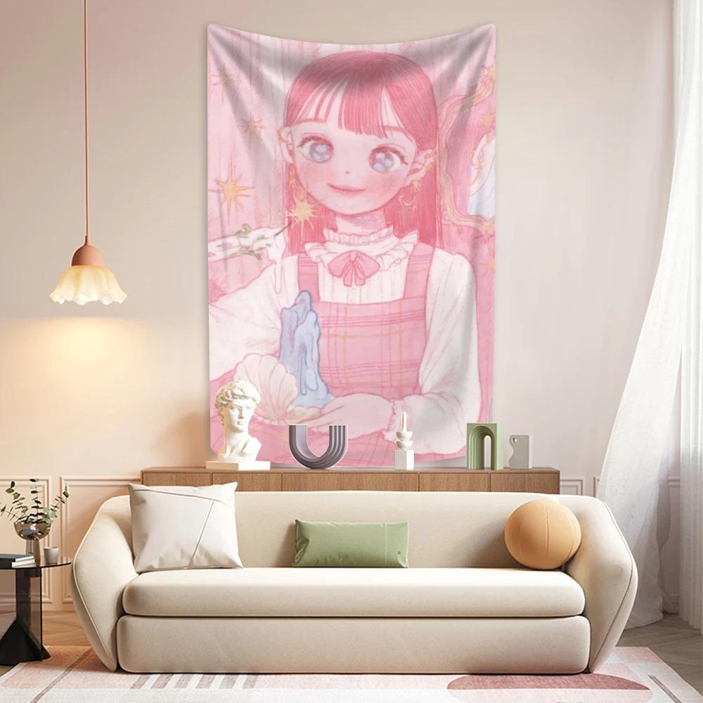 Аниме милая девушка принт модный домашний гобелен для украшения гостиной спальня гобелен — фото 4