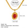 18K Gold Plated Titanium Steel Necklace Women Light Luxury Colorful Oval Stone Pendant Jewelry