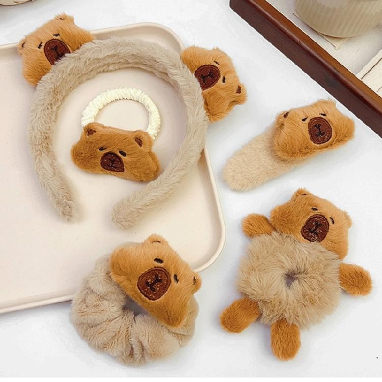 Cute Capybara Plush Hair Band Elastic Headband Fashion Hair Accesories Hair Ties Hairpieces Suitable for Girls and Women