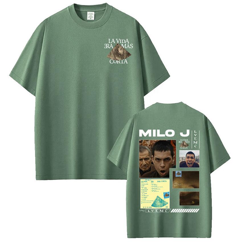Rapper Milo J La Vida Era Mas Corta Album Tees Men Women Hip Hop Tshirt Cotton Casual High Quality Fashion ONeck Tshirt Tops