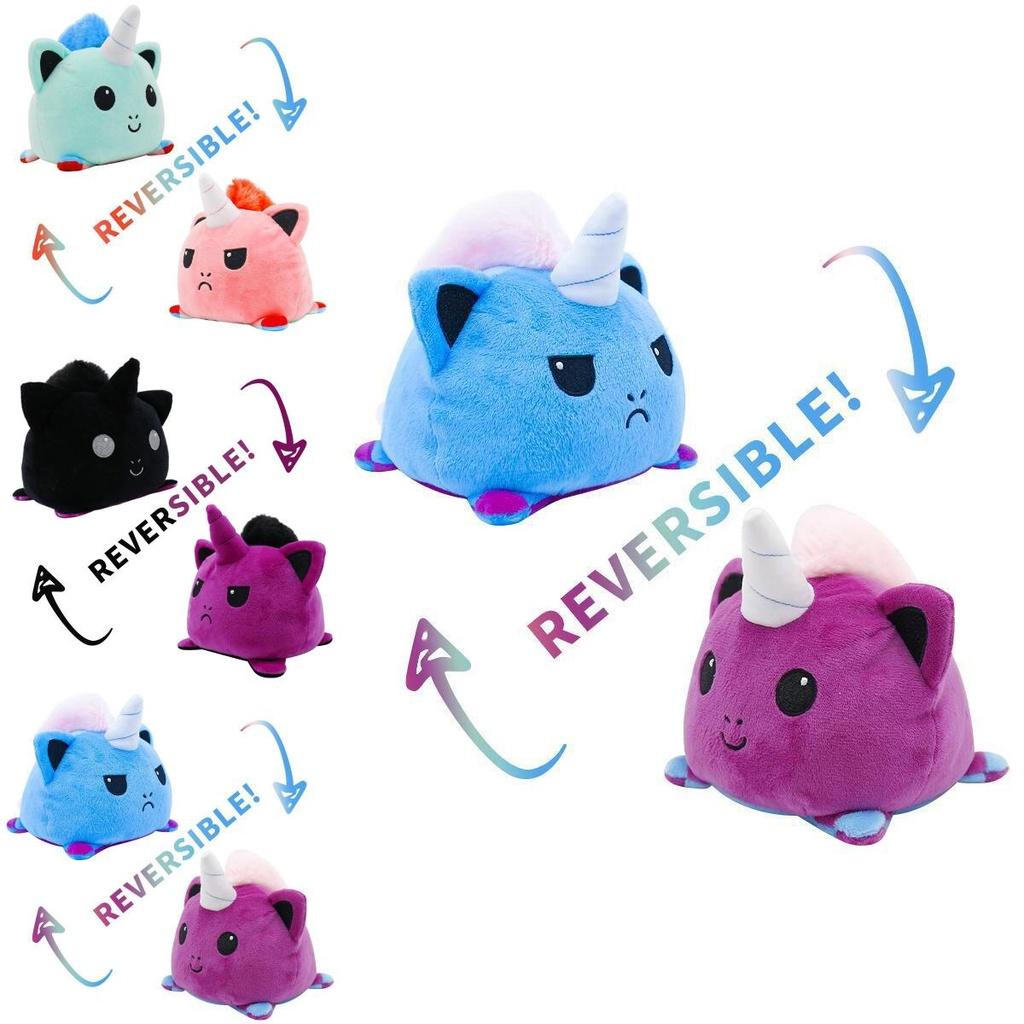 Adorável Pelúcia Unicórnio Reversível Flip Brinquedo de Pelúcia Animal Macio Ideal Para Crianças
