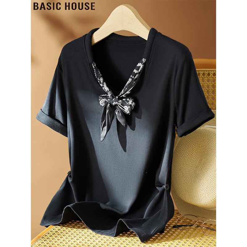 Basic House Elegant Scarf Detail Short-Sleeve T-Shirt M