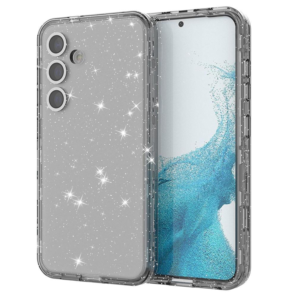 

For Samsung Galaxy S24 Case Compatible with MagSafe Glitter Clear Phone Back Cover with Lens Film Transparent Black