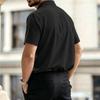 Men's Lightweight Short Sleeve Polo Shirt Breathable Fabric Loose Fit Casual Collared Shirt with Small Checkered Pattern Suitable for Large Sizes