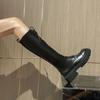 Stivali Alti da Donna con Zeppa Stringati con Lacci Stivali da Donna al Ginocchio Scarpe Nuove in Offerta Mezza Stagione Lavoro Designer Lusso Pu