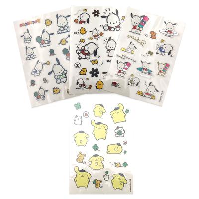 Tetovací samolepky Sanrio Pom Pom Purin Pochaco, sada 4 kusů, 1 sada, mix barev