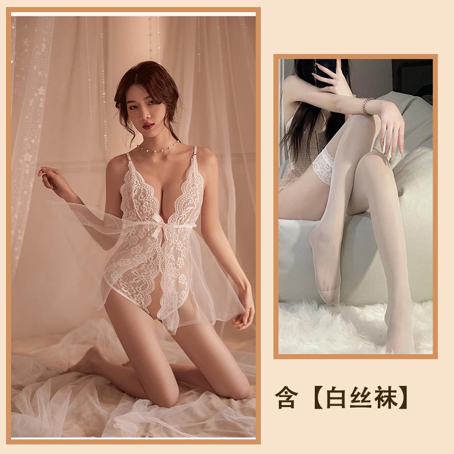 Sex clothes hollow temptation pajamas passion hot lace nightgown perspective sexy tulle straps one-piece